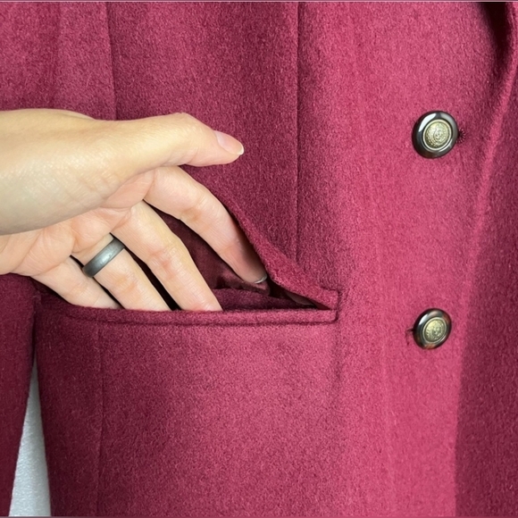 TALBOTS Burgundy Camel Hait Coat Blazer Woman Size 10 - Picture 8 of 9